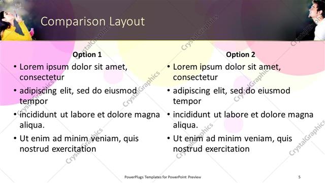 Comparison presentation slide layout