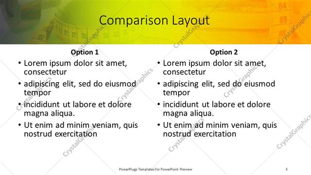 Comparison presentation slide layout