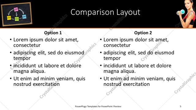 Comparison presentation slide layout