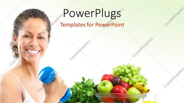  Presentation with exercise - Woman fitness working out exercise health with fresh fruitsand vegetables