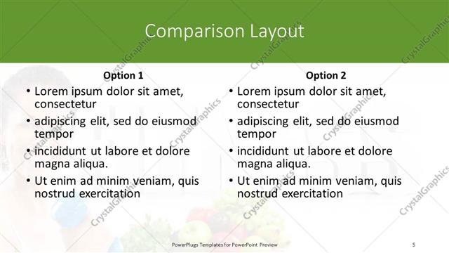 Comparison presentation slide layout