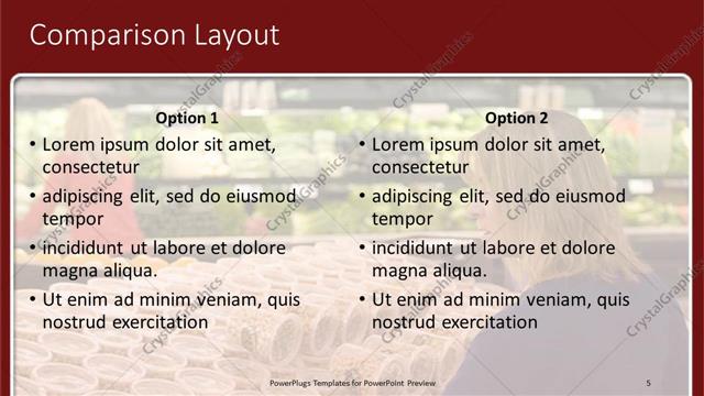 Comparison presentation slide layout