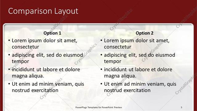 Comparison presentation slide layout