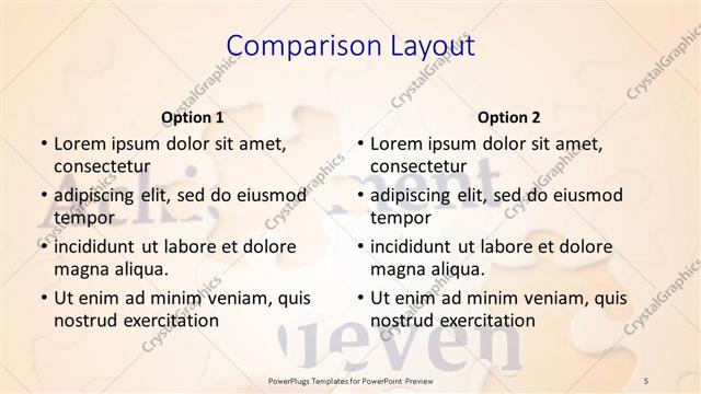 Comparison presentation slide layout