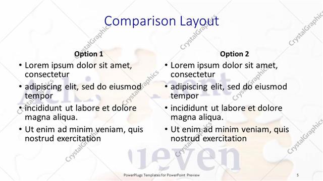 Comparison presentation slide layout