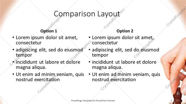 Comparison presentation slide layout