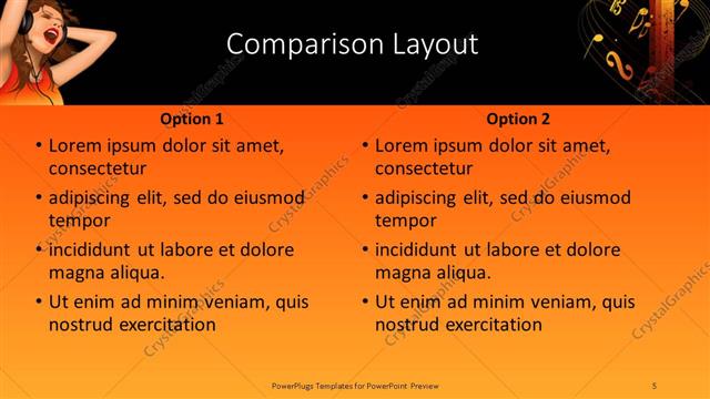 Comparison presentation slide layout