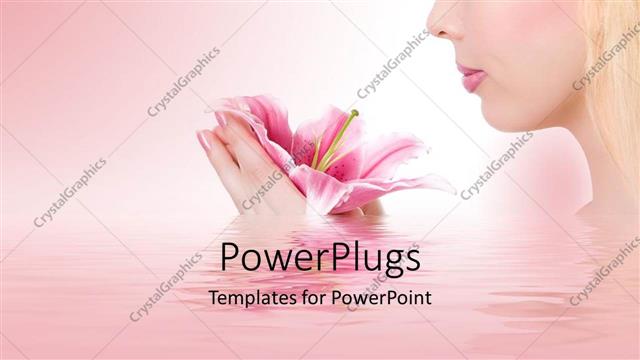  Presentation with pink beauty - Woman holding and gazing at pink flower