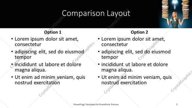 Comparison presentation slide layout