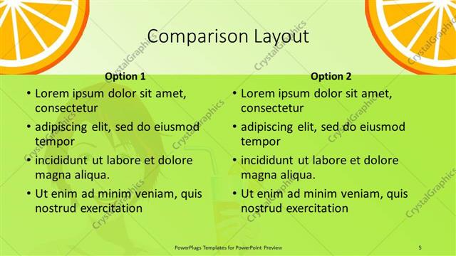 Comparison presentation slide layout