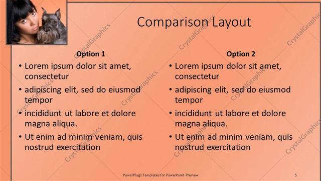Comparison presentation slide layout