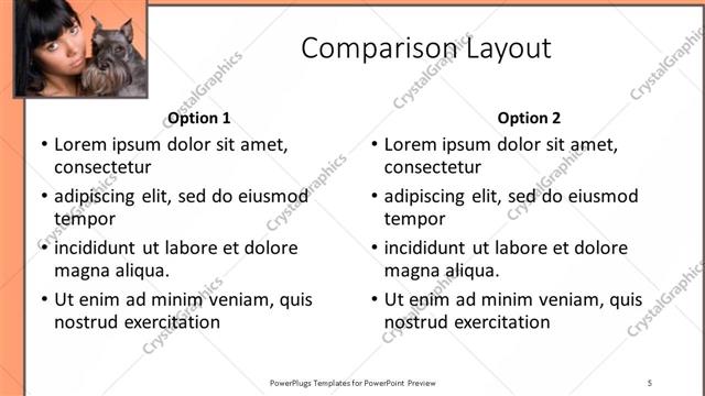 Comparison presentation slide layout