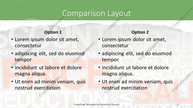 Comparison presentation slide layout