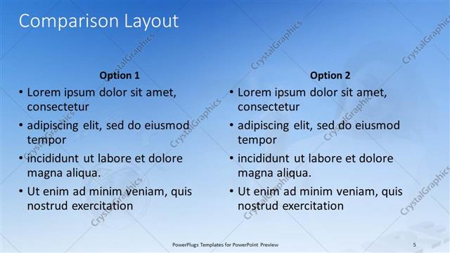 Comparison presentation slide layout