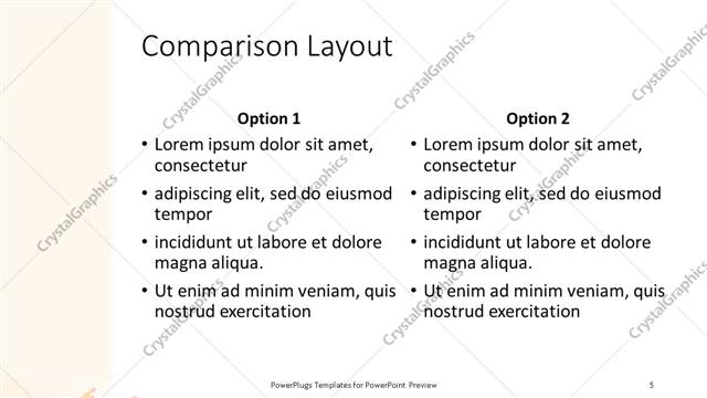 Comparison presentation slide layout