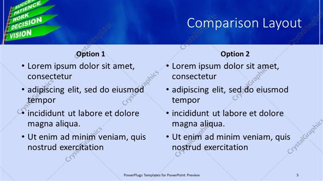 Comparison presentation slide layout