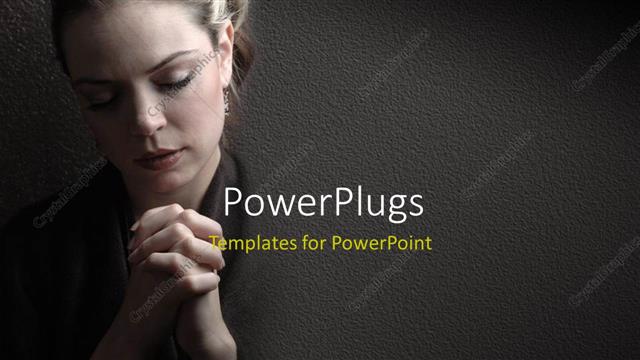  Presentation with hope - Woman is praying to god with hope , with grey color