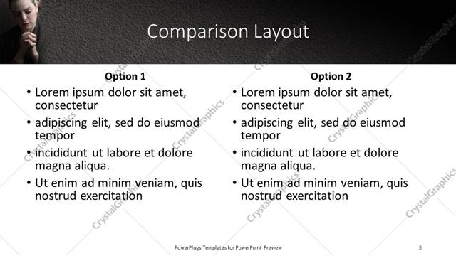 Comparison presentation slide layout