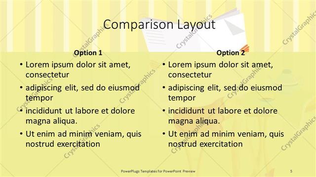 Comparison presentation slide layout