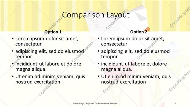Comparison presentation slide layout