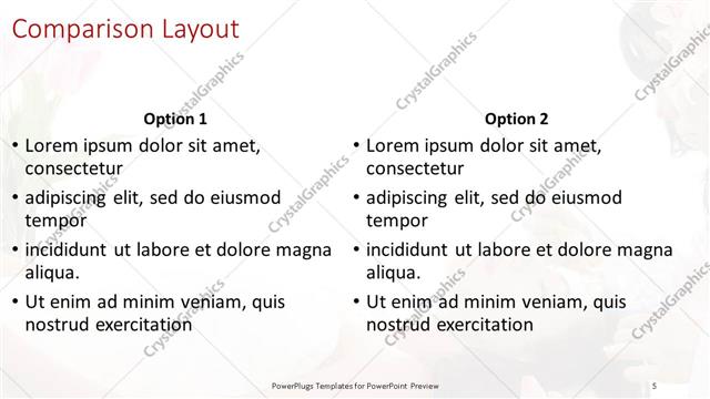 Comparison presentation slide layout