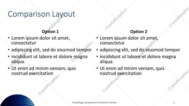 Comparison presentation slide layout