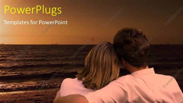  Presentation with love - A and a woman sitting together staring at the sea