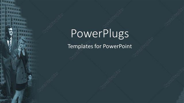  Presentation with speaking - Woman with skirt speaking on the cell phone and business man with hands in pockets standing behind woman