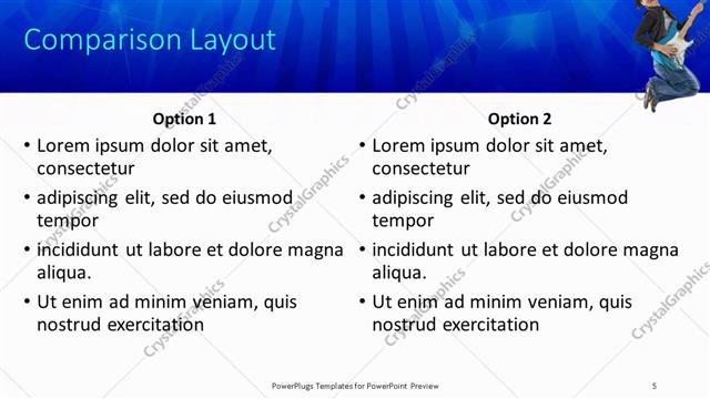 Comparison presentation slide layout