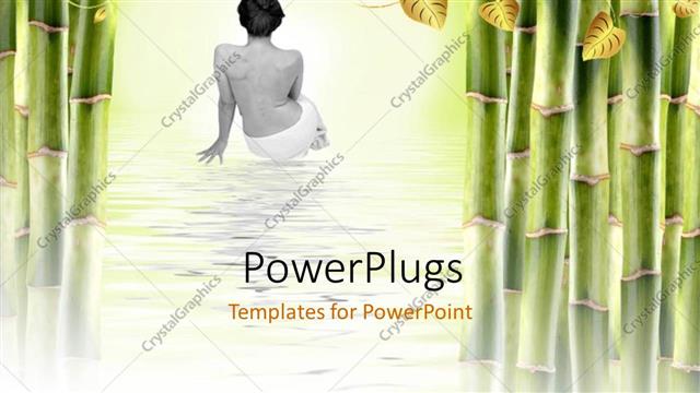  Presentation with spa concept - A woman after spa with a number of leaves
