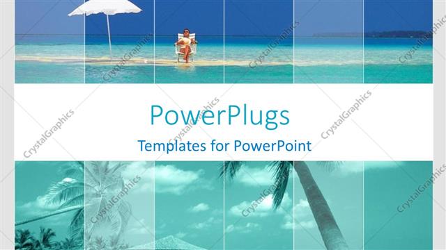  Presentation with palm beach - Woman sunbathing on beach, palm trees