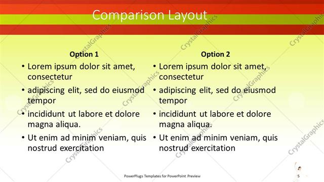 Comparison presentation slide layout