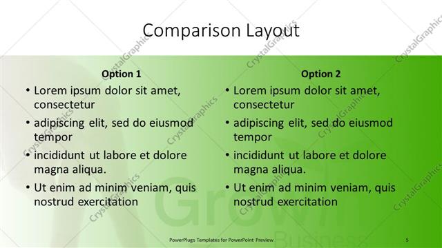 Comparison presentation slide layout