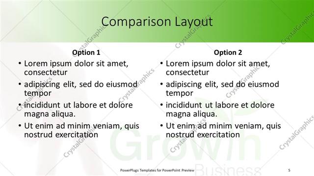 Comparison presentation slide layout