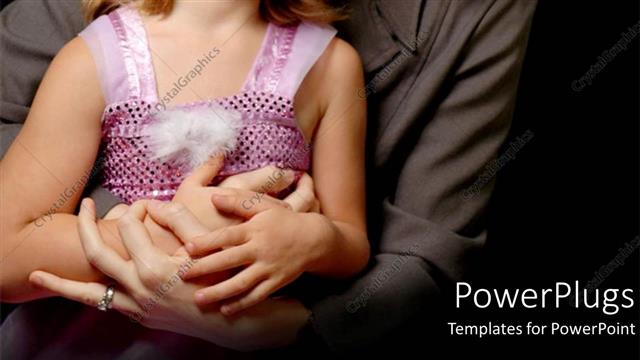  Presentation with black woman - A woman wit a young girl holding hands on black background