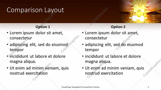 Comparison presentation slide layout