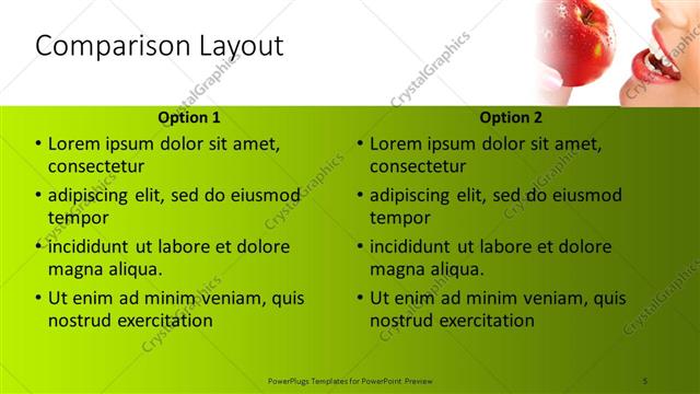 Comparison presentation slide layout