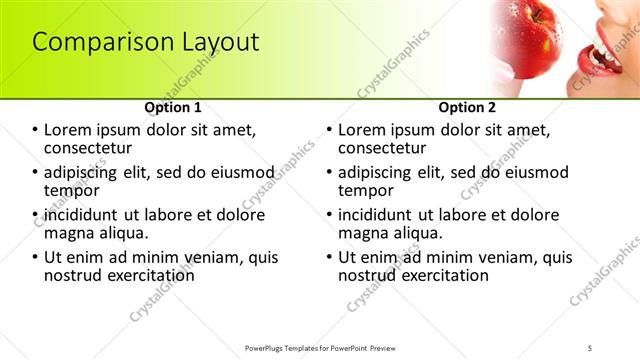 Comparison presentation slide layout