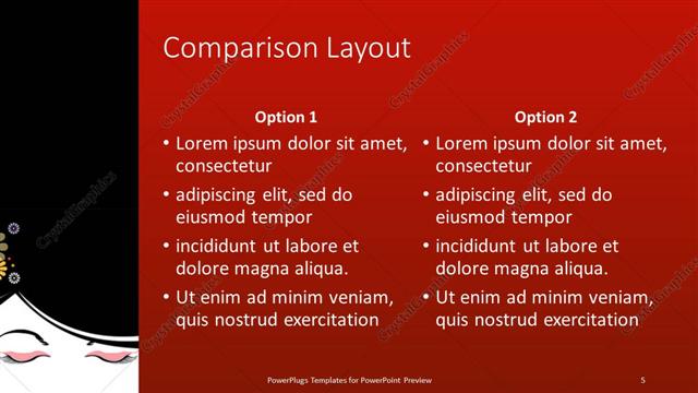 Comparison presentation slide layout