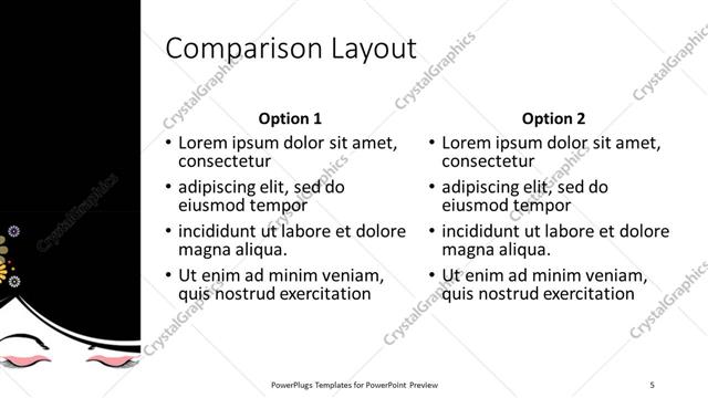 Comparison presentation slide layout