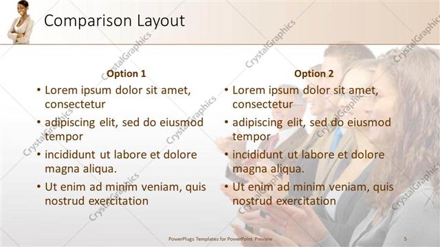 Comparison presentation slide layout