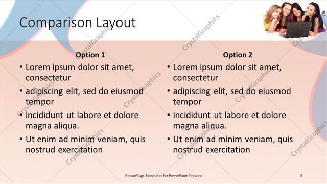 Comparison presentation slide layout
