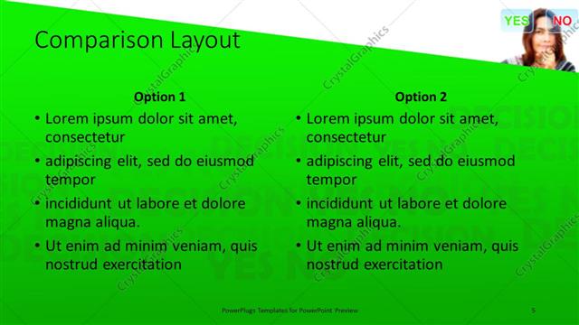 Comparison presentation slide layout