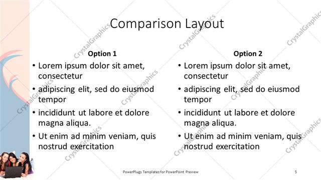 Comparison presentation slide layout