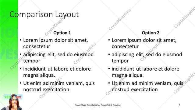 Comparison presentation slide layout