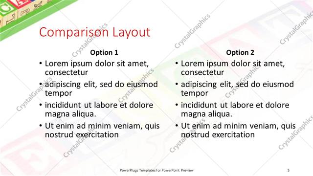 Comparison presentation slide layout
