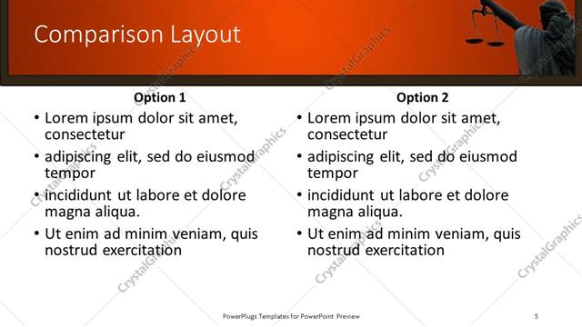 Comparison presentation slide layout