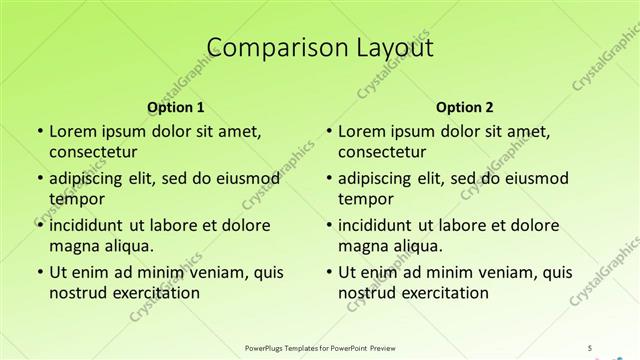 Comparison presentation slide layout