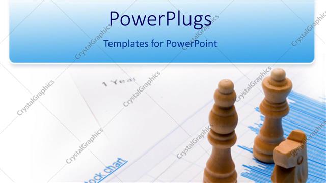  Presentation with chess pieces - Wooden chess pieces on stock chart for one year