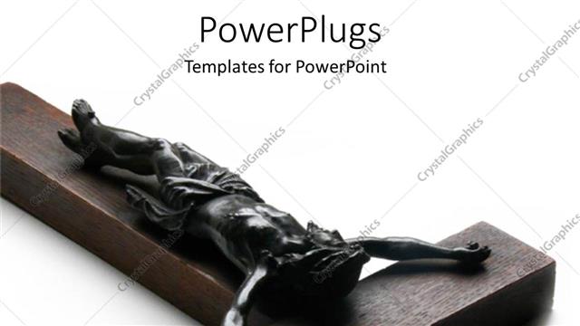  Presentation with jesus cross - Wooden cross with?metal Jesus nailed on white background?